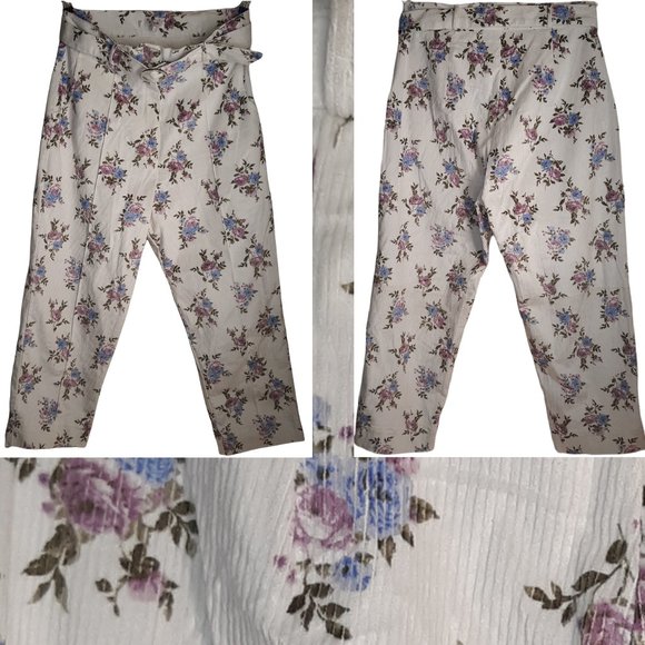 High rise corduroy w/floral print & belt - Picture 11 of 11